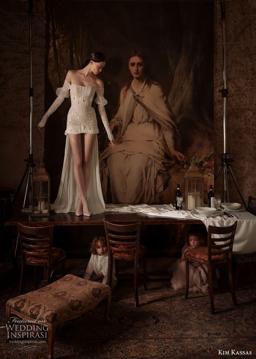 kim kassas couture spring 2023 bridal off shoulder long puff sleeve semi sweetheart neckline embellished short wedidng dress chapel train (12) mv kim kassas couture spring 2023 bridal off shoulder long puff sleeve semi sweetheart neckline embellished short wedidng dress chapel train (12) mv
