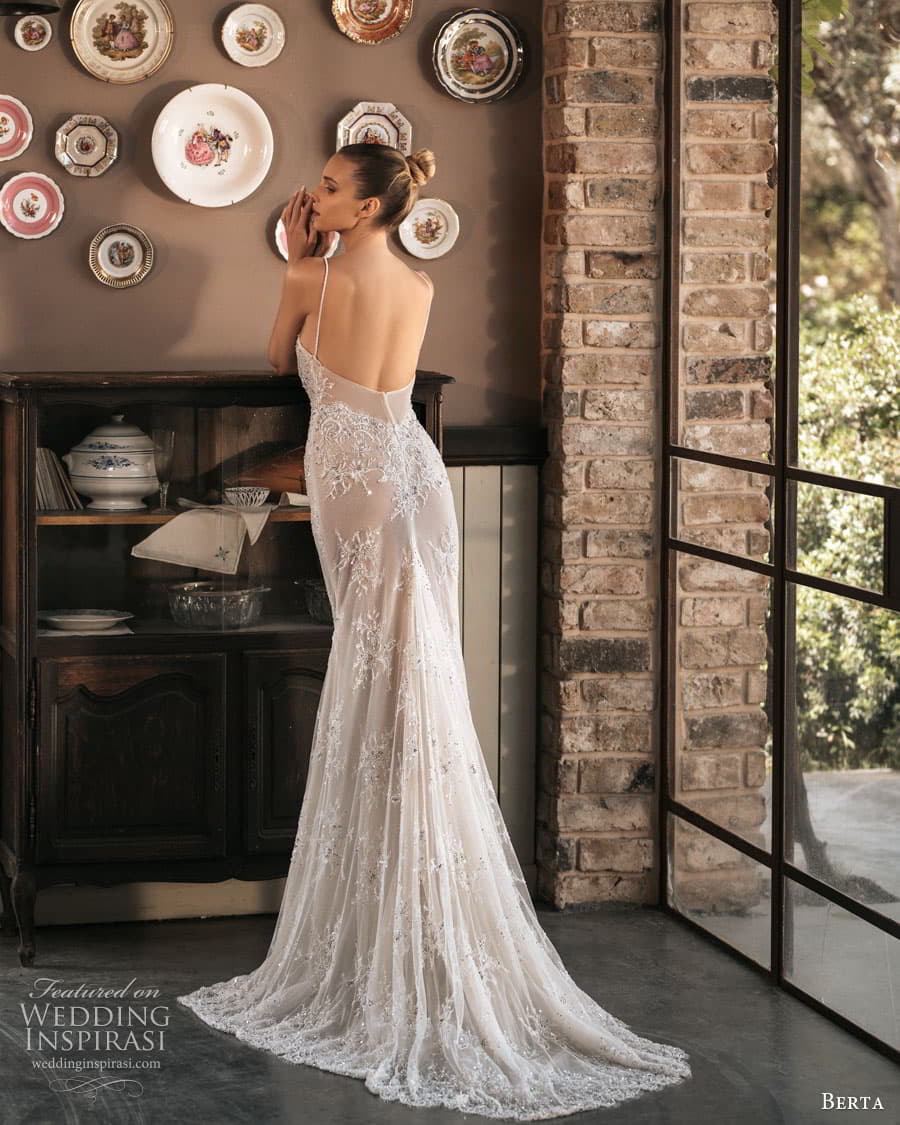 berta spring 2023 bridal sleeveless strap plunging v neckline embellished lace fit flare wedding dress chapel train (11) bv berta spring 2023 bridal sleeveless strap plunging v neckline embellished lace fit flare wedding dress chapel train (11) bv
