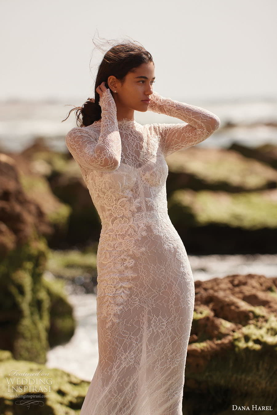 dana harel spring 2023 bridal long sleeve high neckline fully embellished lace sheath wedding dress chapel train (1) zv dana harel spring 2023 bridal long sleeve high neckline fully embellished lace sheath wedding dress chapel train (1) zv