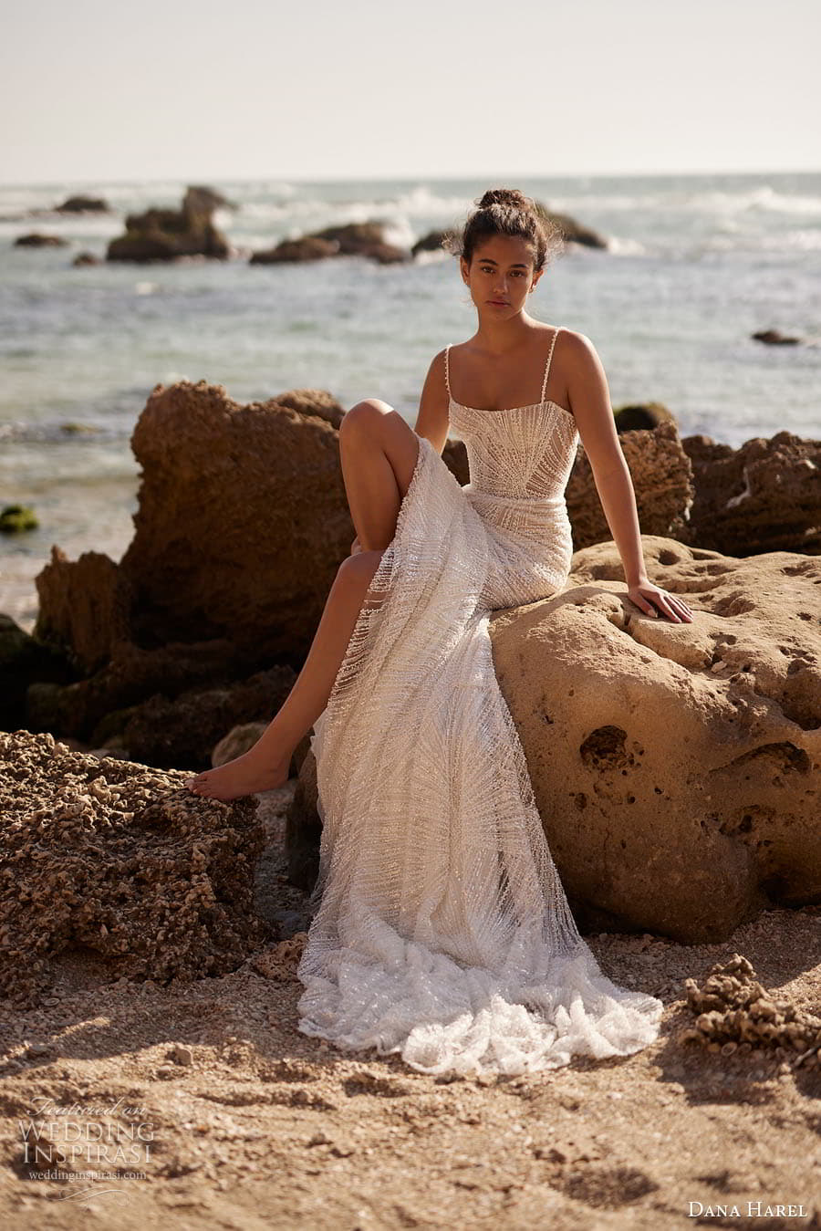 dana harel spring 2023 bridal sleeveless thin strap straight across neckline embellished a line wedding dress chapel train (2) sv dana harel spring 2023 bridal sleeveless thin strap straight across neckline embellished a line wedding dress chapel train (2) sv