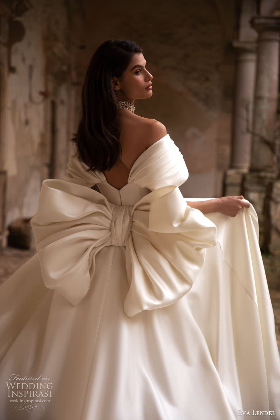Eva Lendel wedding dress with bow