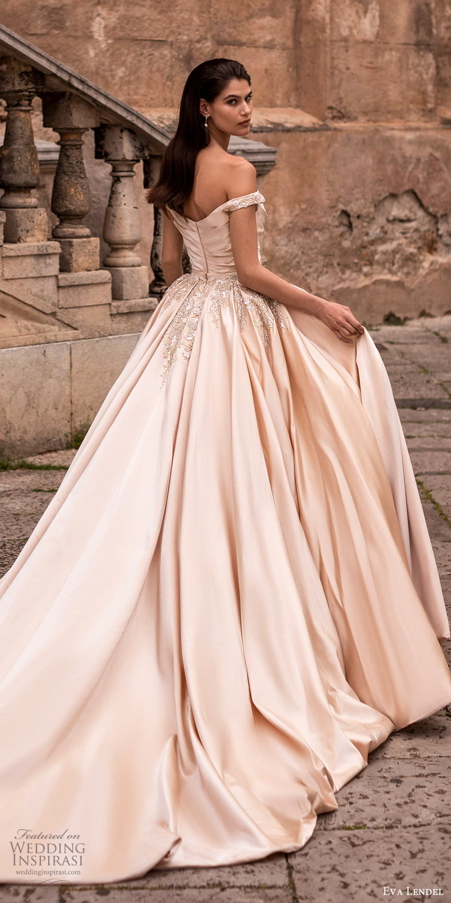 eva lendel 2023 bridal off shoulder strap semi sweetheart neckline ruched bodice clean minimalist sheat wedding dress a line overskirt chapel train (1) eva lendel 2023 bridal off shoulder strap semi sweetheart neckline ruched bodice clean minimalist sheat wedding dress a line overskirt chapel train (1)
