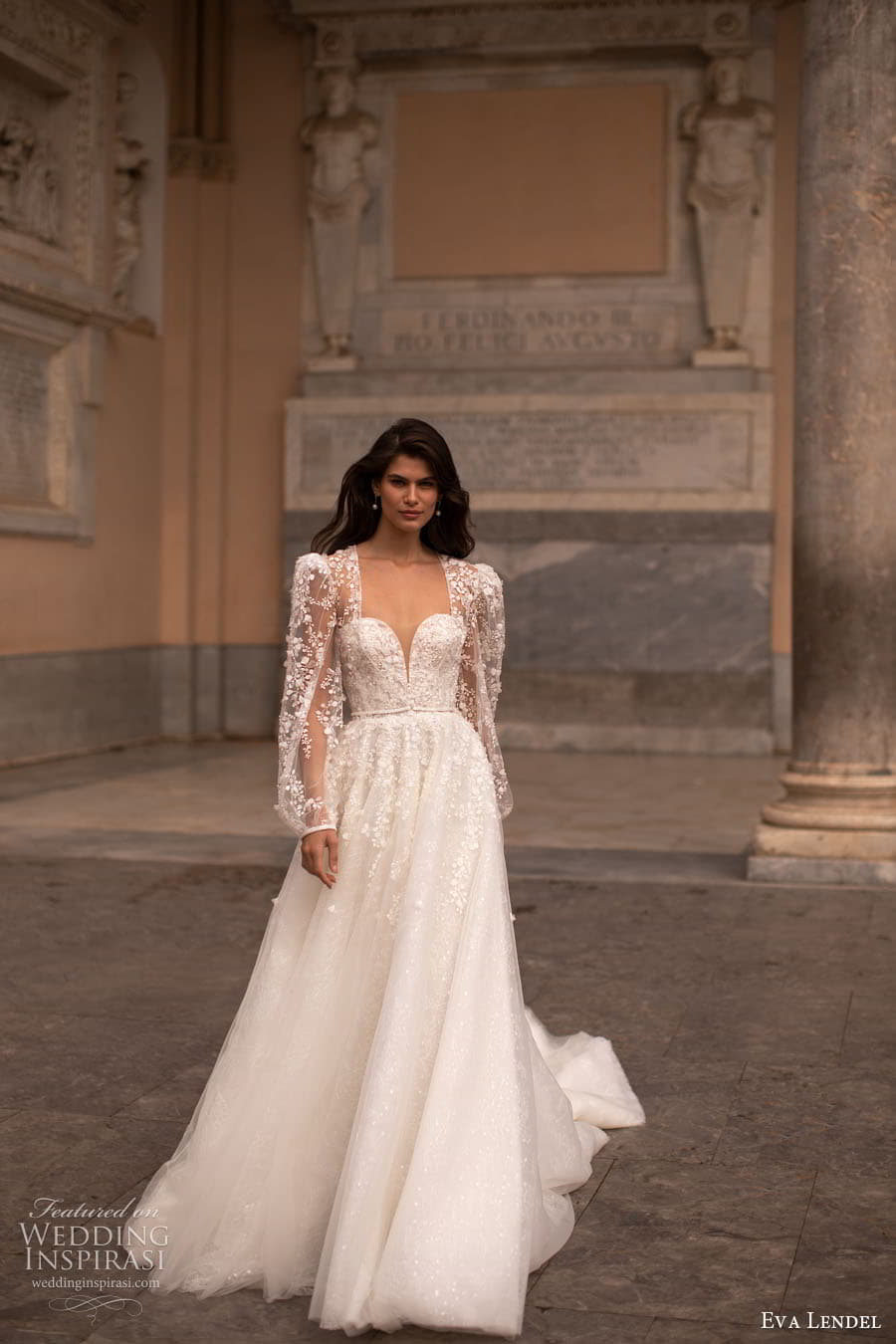eva lendel 2023 bridal puff long sleeve strapless sweetheart neckline fully embellished a line ball gown wedding dress chapel train (8) mv eva lendel 2023 bridal puff long sleeve strapless sweetheart neckline fully embellished a line ball gown wedding dress chapel train (8) mv