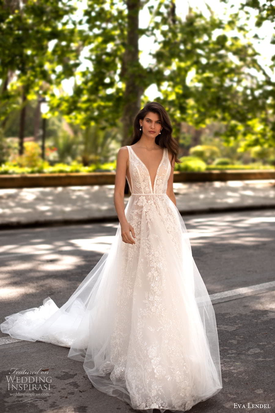 eva lendel 2023 bridal sleeveless strap v neckline embellished lace a line wedding dress chapel train (1) eva lendel 2023 bridal sleeveless strap v neckline embellished lace a line wedding dress chapel train (1)