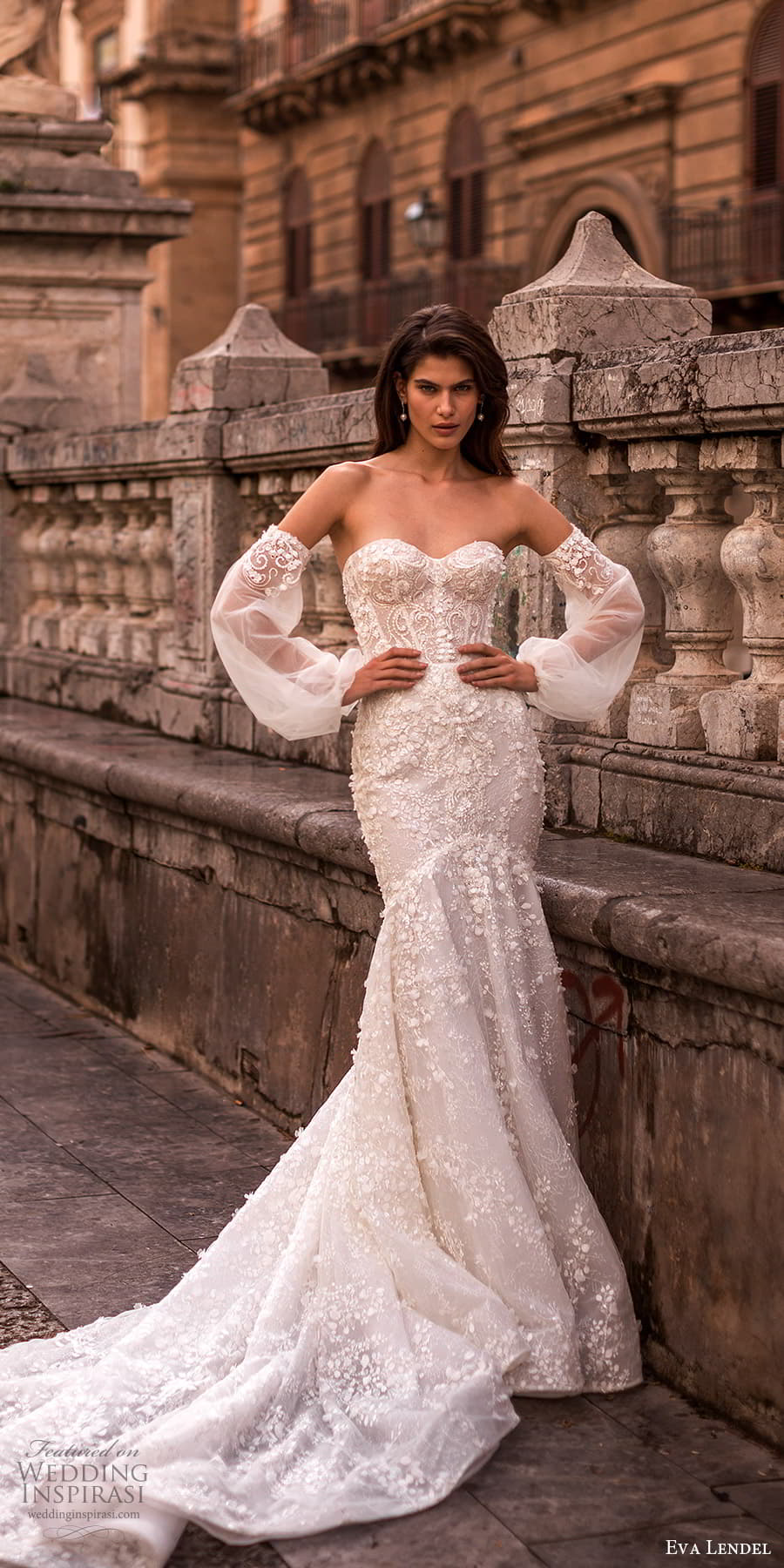 eva lendel 2023 bridal strapless detached puff long sleeve strapless sweetheart neckline fully embellished fit flare wedding dress chapel train (5) mv eva lendel 2023 bridal strapless detached puff long sleeve strapless sweetheart neckline fully embellished fit flare wedding dress chapel train (5) mv