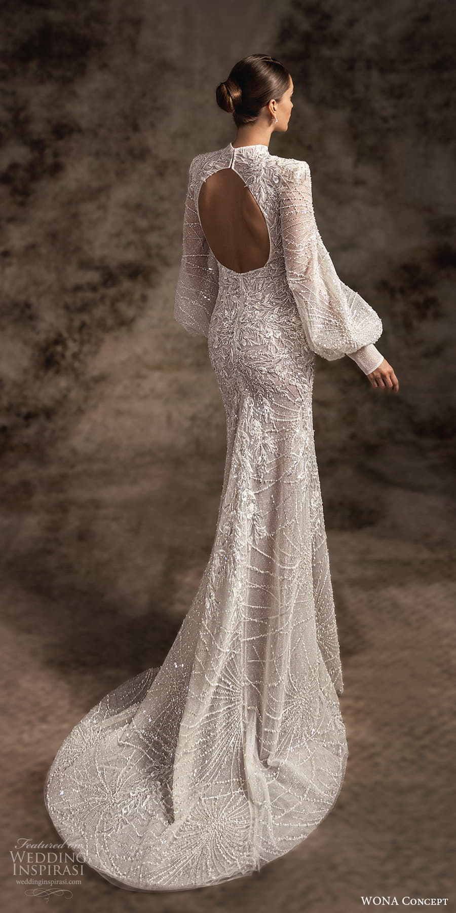 wona concept 2023 bridal long bishop sleeve high neckline fully embellished sheath wedding dress keyhole back chapel train (10) bv wona concept 2023 bridal long bishop sleeve high neckline fully embellished sheath wedding dress keyhole back chapel train (10) bv
