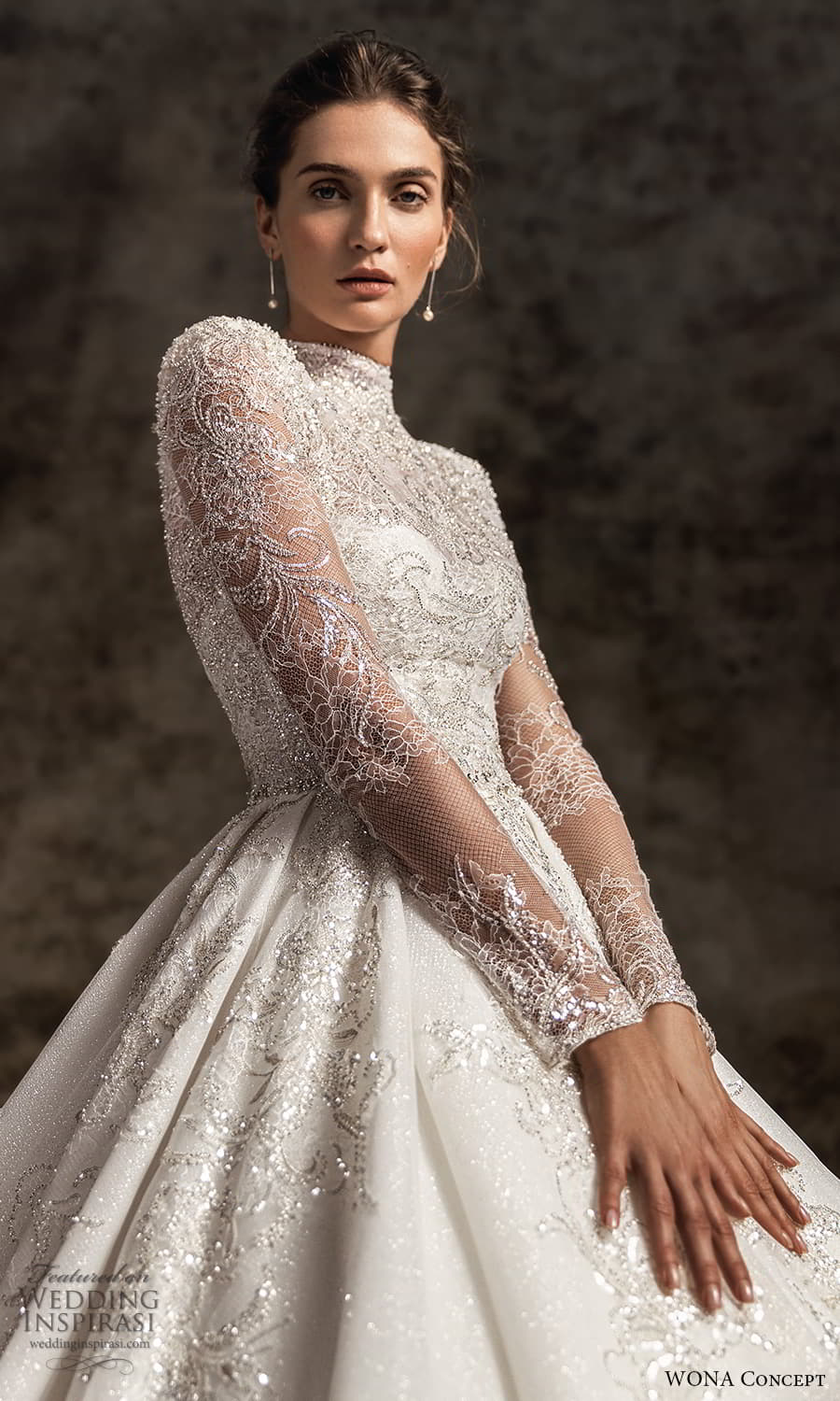 wona concept 2023 bridal long puff sleeve high neck top sleeveless fully embellisehd semi sweetheart neckline a line ball gown wedding dress chapel train (11) zv wona concept 2023 bridal long puff sleeve high neck top sleeveless fully embellisehd semi sweetheart neckline a line ball gown wedding dress chapel train (11) zv
