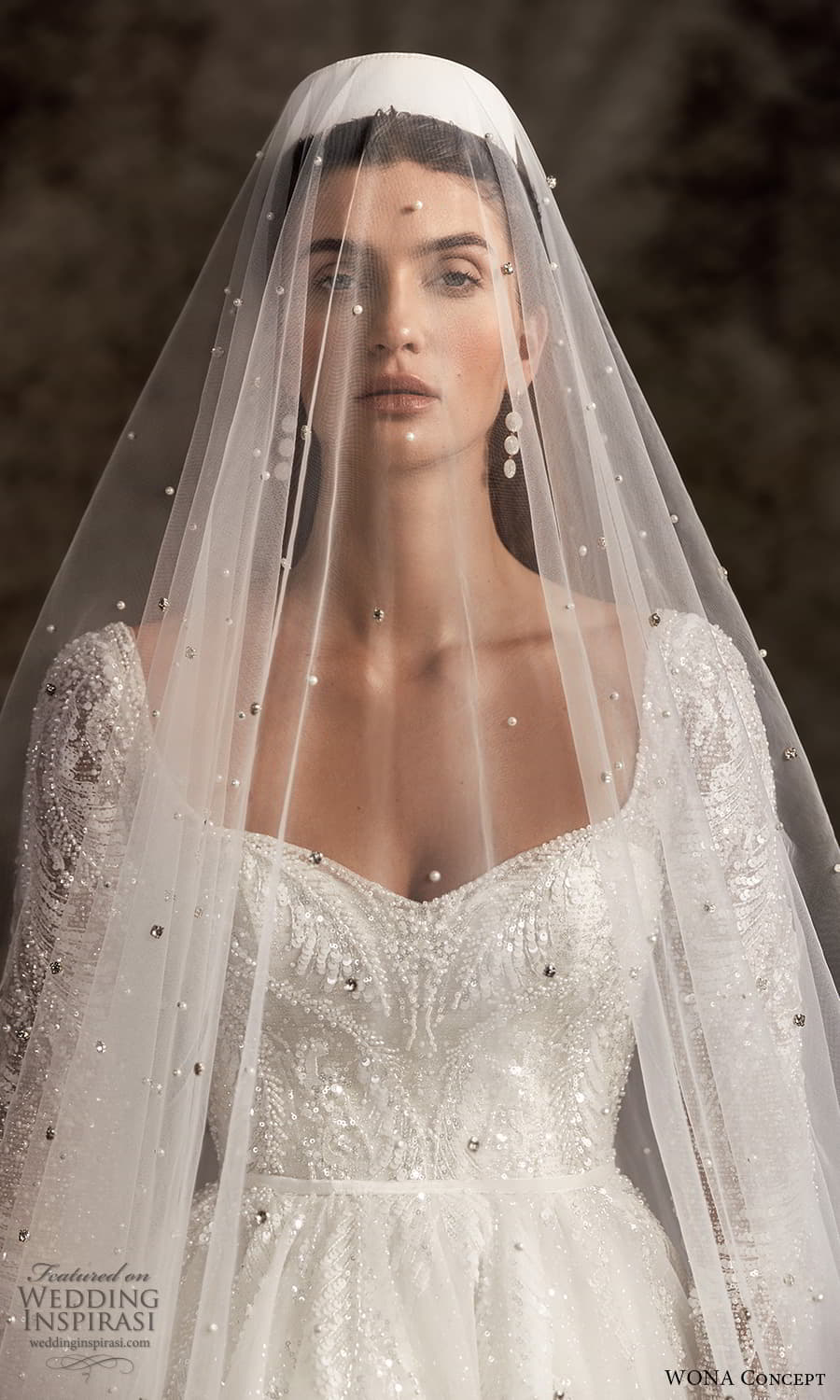 wona concept 2023 bridal long sleeve sweetheart square queen anne neckline heavily embellished bodice a line ball gown wedding dress chapel train veil (6) zv wona concept 2023 bridal long sleeve sweetheart square queen anne neckline heavily embellished bodice a line ball gown wedding dress chapel train veil (6) zv