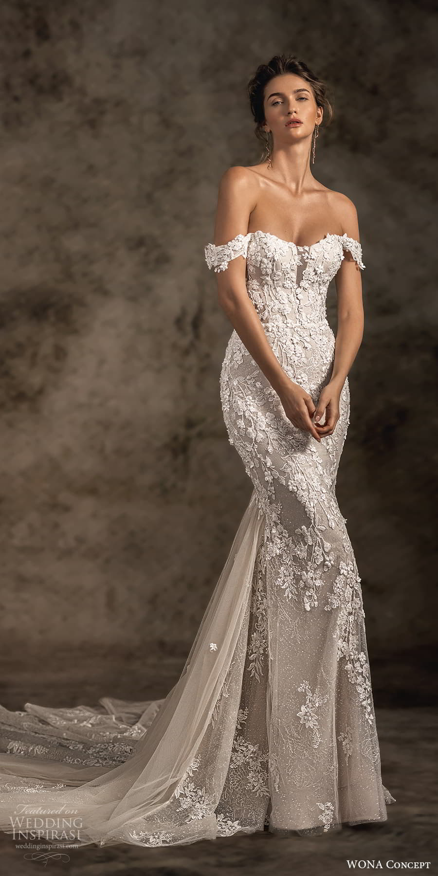wona concept 2023 bridal off shoulder sleeve swag straps semi sweetheart neckline fully embellished sheath mermaid wedding dress chapel train (21) mv