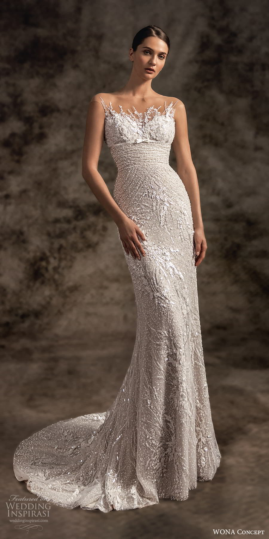 wona concept 2023 bridal sleeveless illusion strap fully embellished sheath wedding dress chapel train (15) mv