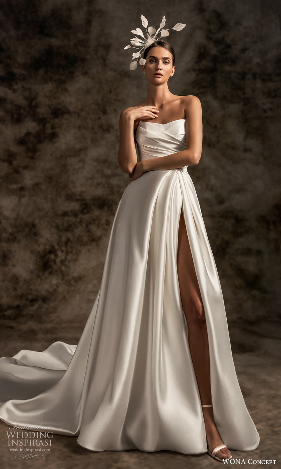 wona concept 2023 bridal strapless semi sweetheart neckline pleated bodice clean minimalist a line ball gown wedding dress slit skirt chapel train (7) mv wona concept 2023 bridal strapless semi sweetheart neckline pleated bodice clean minimalist a line ball gown wedding dress slit skirt chapel train (7) mv