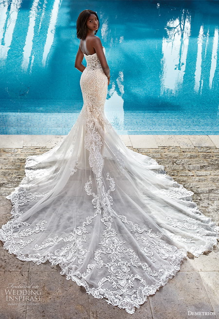 demetrios 2023 bridal long sleeve sleeveless strapless sweetheart neckline romantic lace a line ball gown wedding dress chapel train 1203 6
