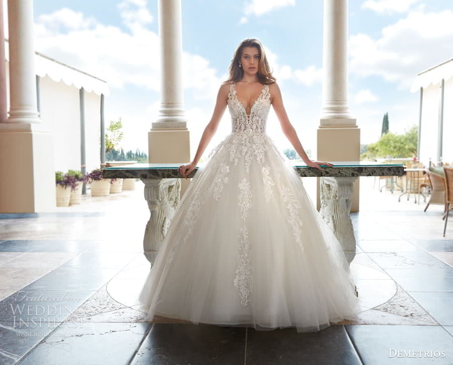 demetrios 2023 bridal long sleeve sleeveless strapless sweetheart neckline romantic lace a line ball gown wedding dress chapel train 1204 1 demetrios 2023 bridal long sleeve sleeveless strapless sweetheart neckline romantic lace a line ball gown wedding dress chapel train 1204 1