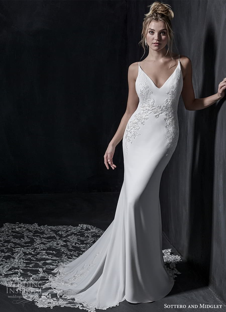 sottero midgley fall 2022 bridal sleevelss strap v neckline embellished waist sheah wedding dress cathedral train (2) mv sottero midgley fall 2022 bridal sleevelss strap v neckline embellished waist sheah wedding dress cathedral train (2) mv