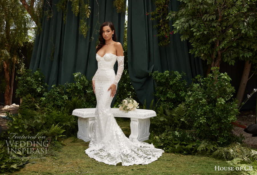 house of cb 2022 bridal detached sleeve sleeveless strapless sweetheart neckline sexy sheath mermaid wedding dress chapel train 02 69