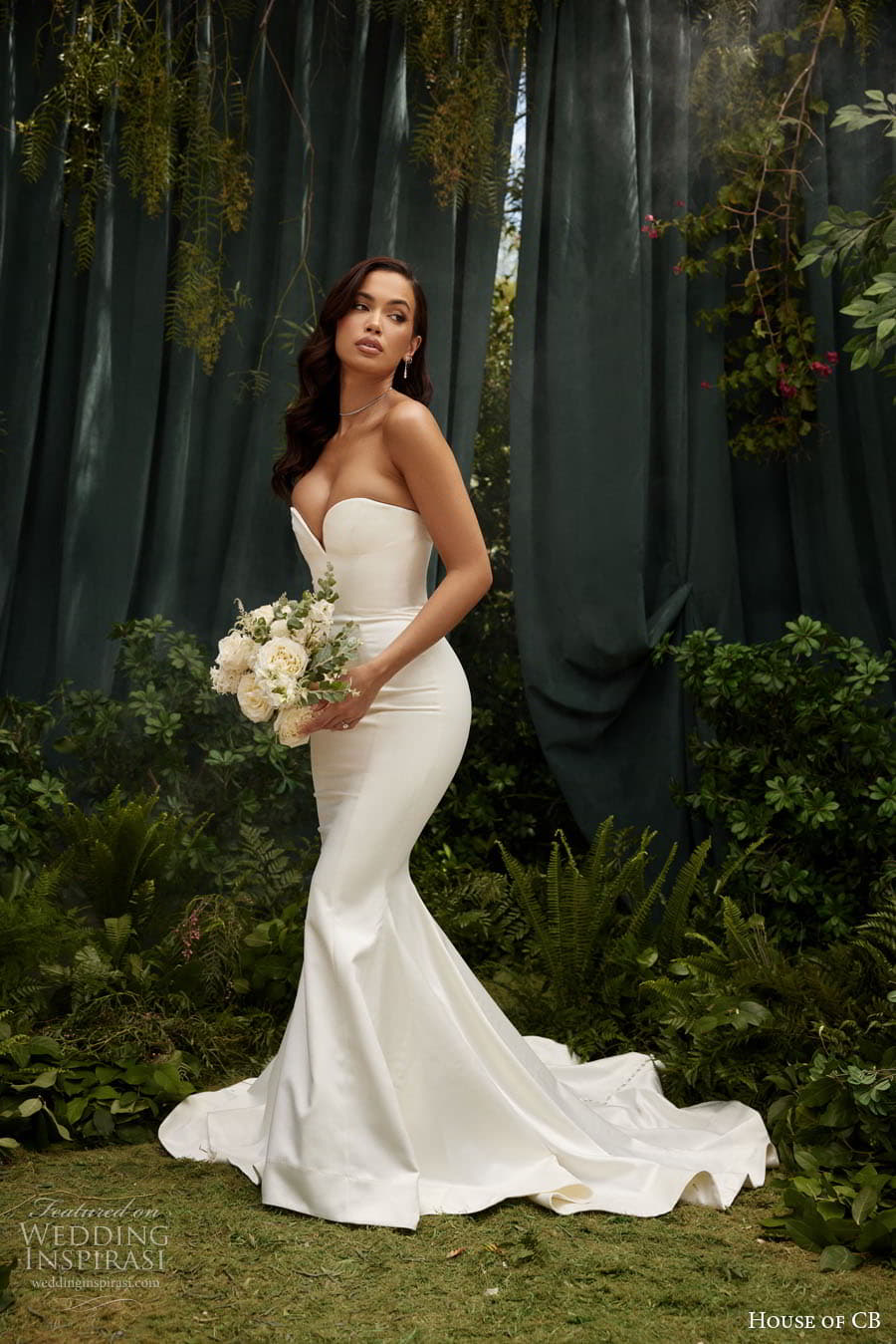 house of cb 2022 bridal detached sleeve sleeveless strapless sweetheart neckline sexy sheath mermaid wedding dress chapel train 05 18