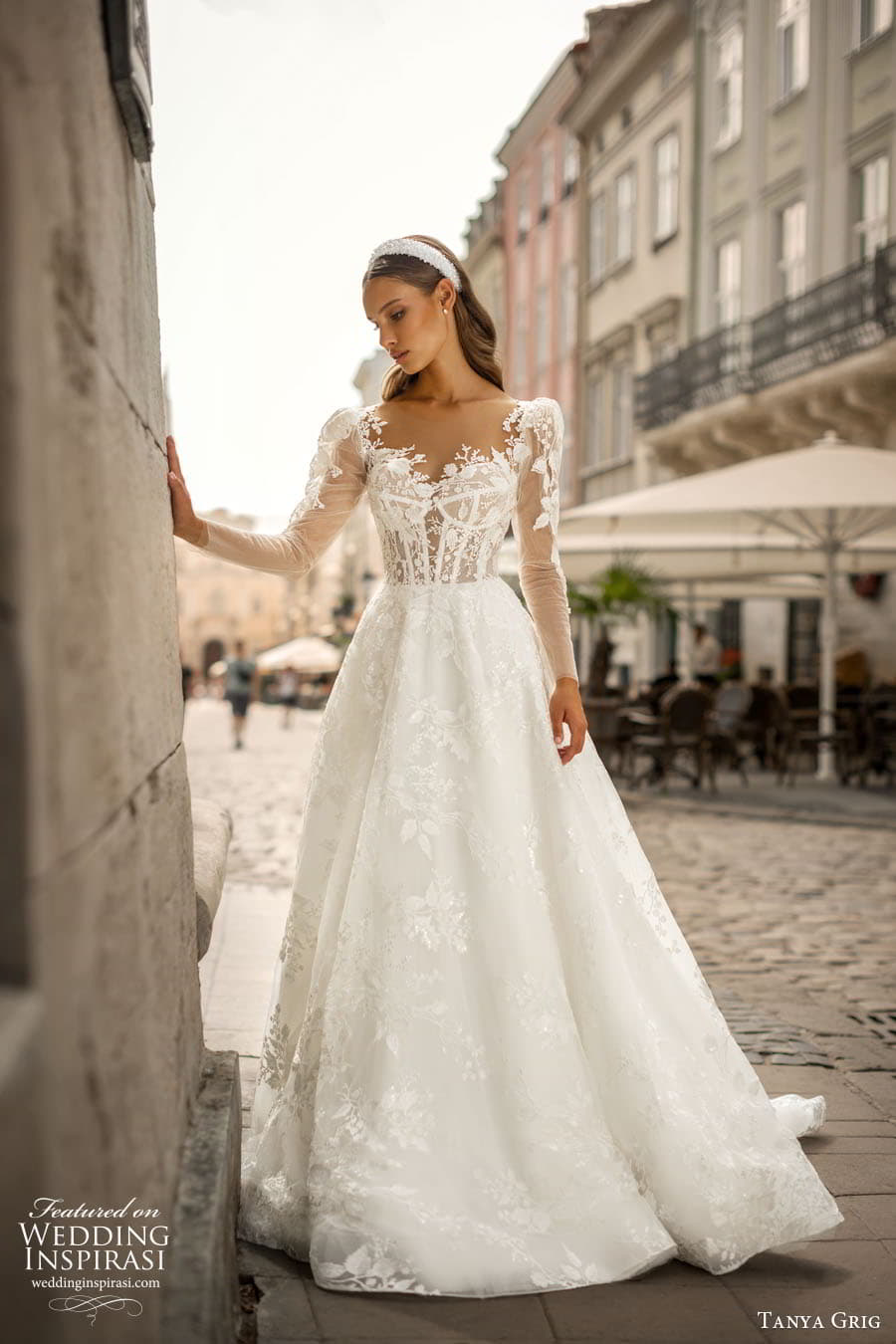 tanya grig 2023 bridal illusion long sleeve sweetheart v neckline a line ball gown sheath wedding dress chapel train anastasia 1 tanya grig 2023 bridal illusion long sleeve sweetheart v neckline a line ball gown sheath wedding dress chapel train anastasia 1