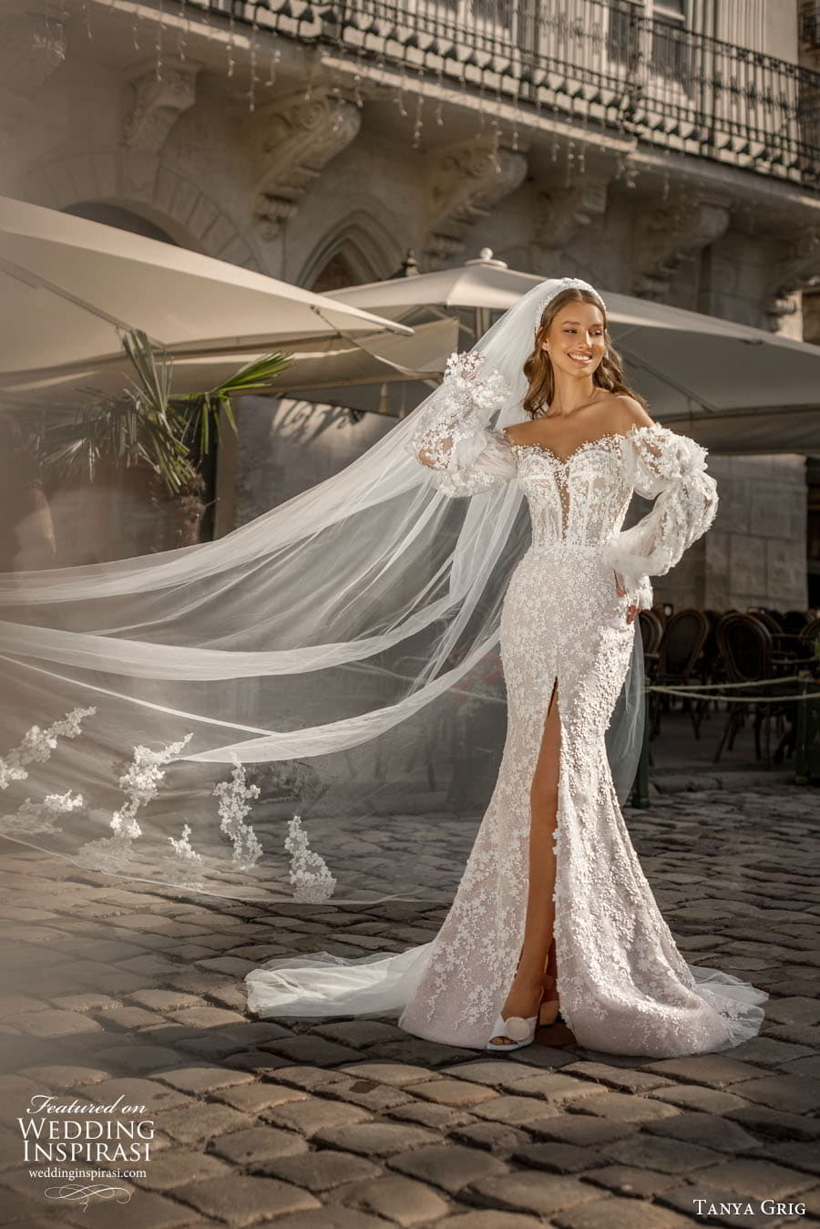 Tanya Grig omantic wedding dress with puff sleeves