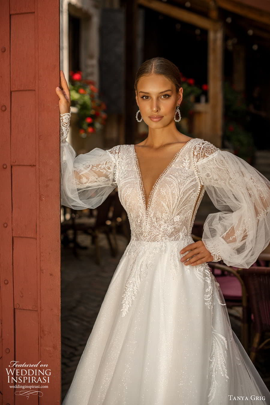 tanya grig 2023 bridal illusion long sleeve sweetheart v neckline a line ball gown sheath wedding dress chapel train patricia 3