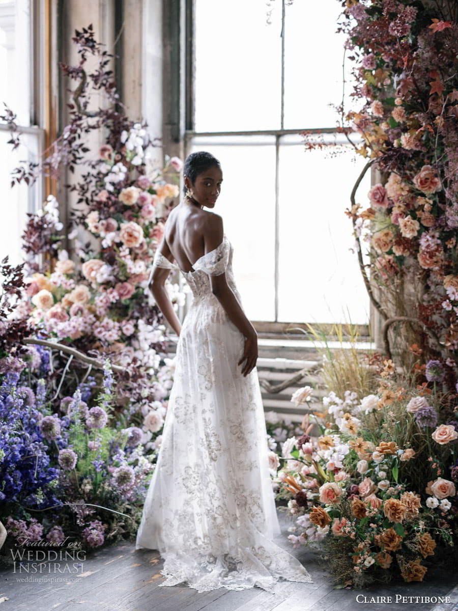 claire pettibone 2023 couture bridal sleeveless puff sleeve v sweetheart neckline a line ball gown wedding dress chapel train 065 morganite