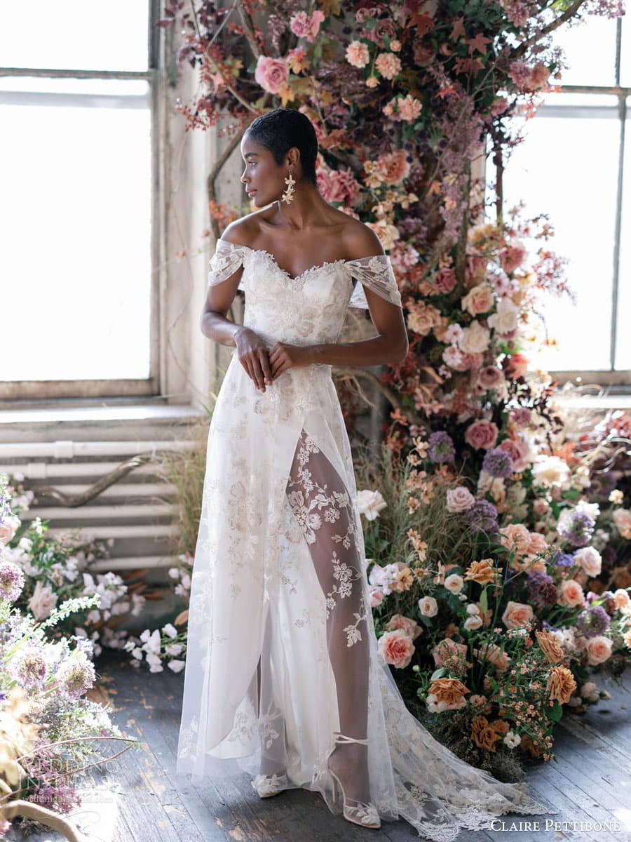 claire pettibone 2023 couture bridal sleeveless puff sleeve v sweetheart neckline a line ball gown wedding dress chapel train 089 morganite