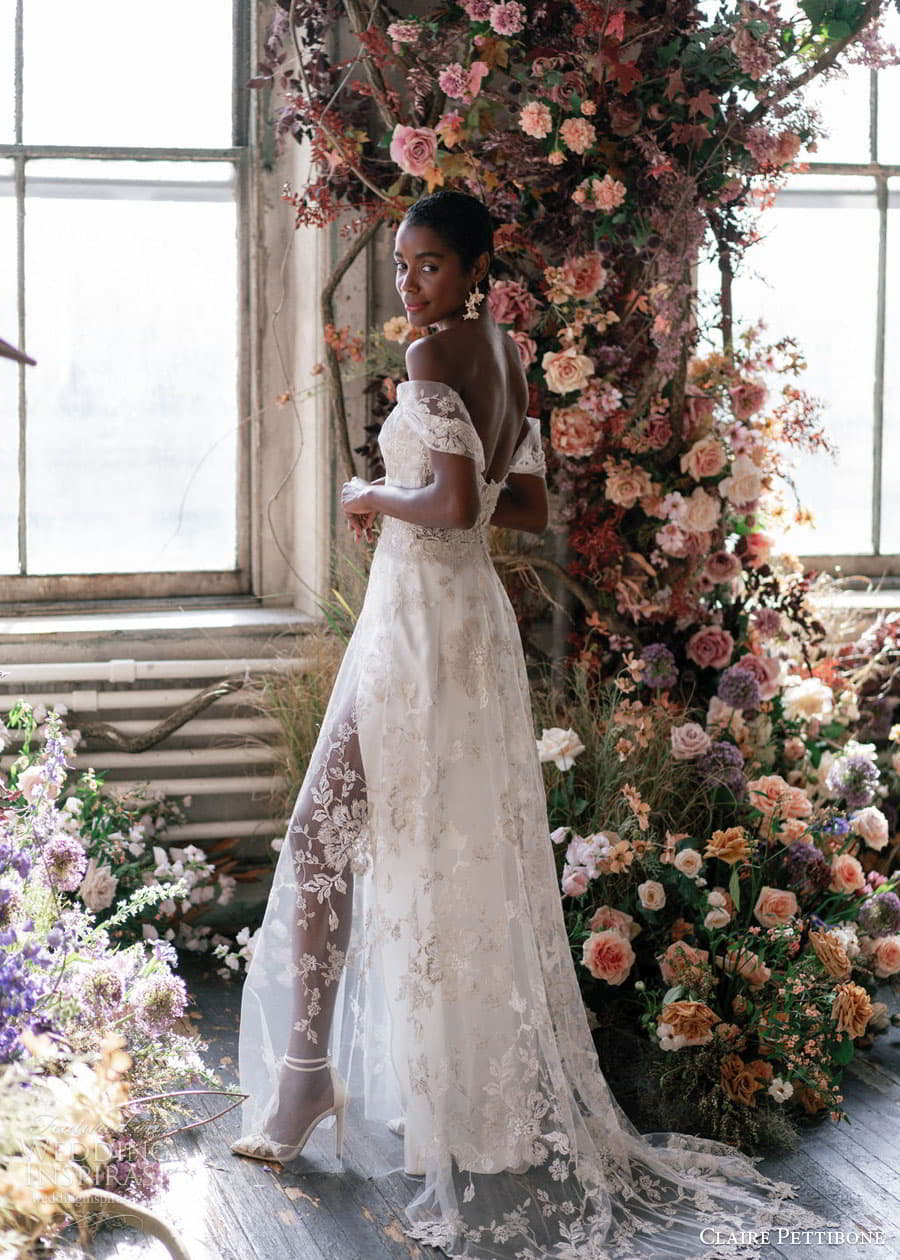 claire pettibone 2023 couture bridal sleeveless puff sleeve v sweetheart neckline a line ball gown wedding dress chapel train 090 morganite