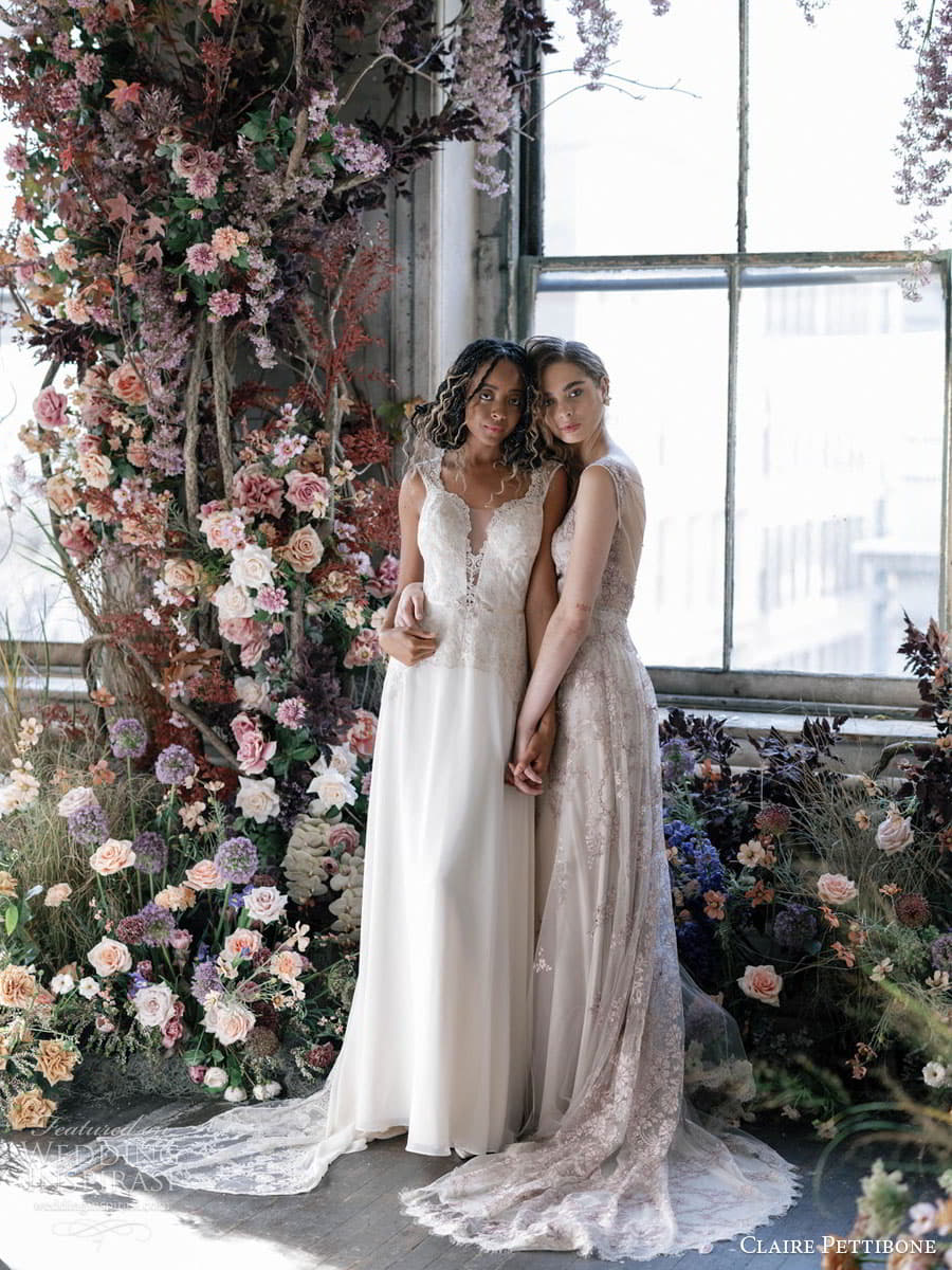 claire pettibone 2023 couture bridal sleeveless puff sleeve v sweetheart neckline a line ball gown wedding dress chapel train 111amulet+amethyst