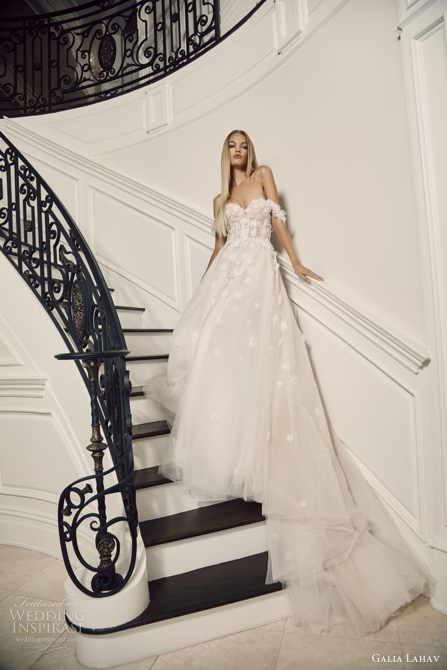 galia lahav fall 2023 couture bridal strapless long sleeve sweetheart neckline sheath a line ball gown wedding dress chapel train noa1