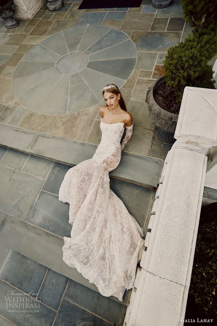 galia lahav fall 2023 couture bridal strapless long sleeve sweetheart neckline sheath a line ball gown wedding dress chapel train scarlett4