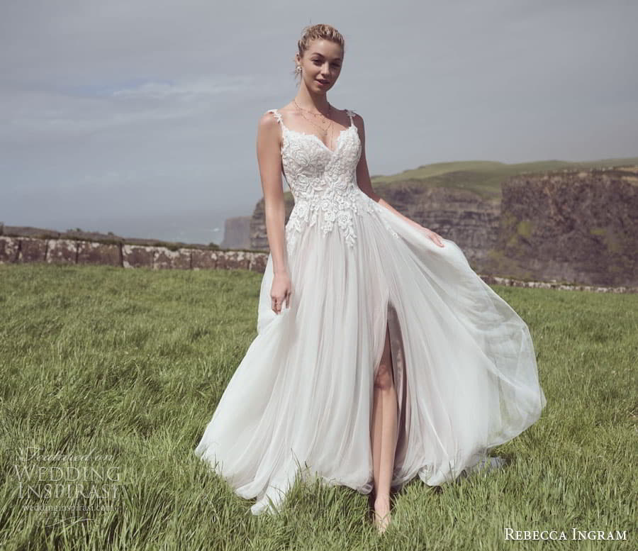 rebecca ingram spring 2023 bridal sleeveless regina a line wedding dress slit skirt chapel train mv rebecca ingram spring 2023 bridal sleeveless regina a line wedding dress slit skirt chapel train mv