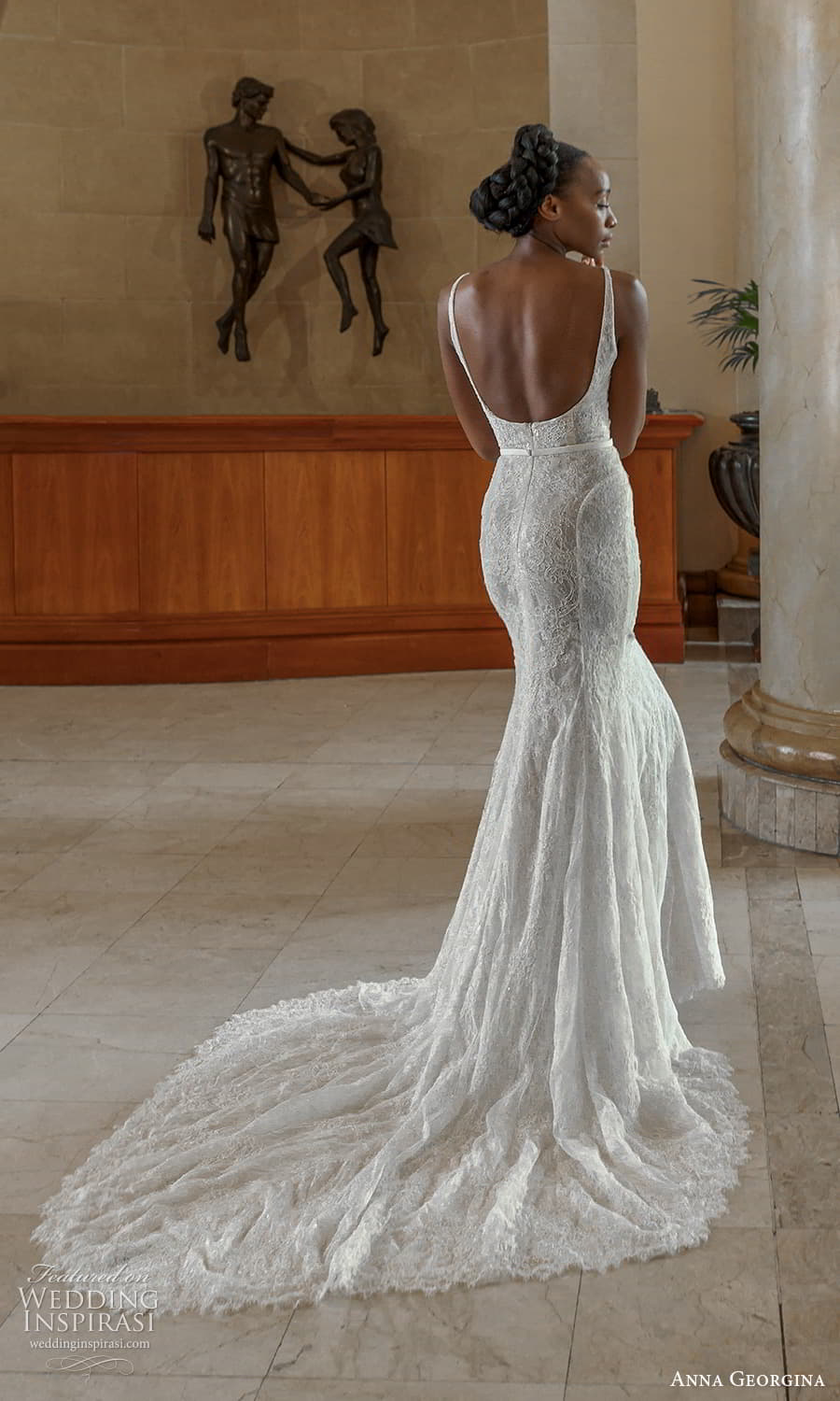 anna georgina 2023 bridal sleeveless strap square neckline lace sheath wedding dress chapel train (6) bv