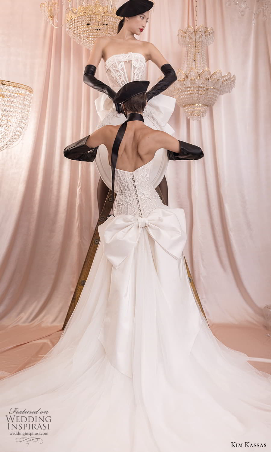 kim kassas fall 2023 bridal strapless scoop neckline embellished corset bodice a line wedding dress chapel train (11) bv