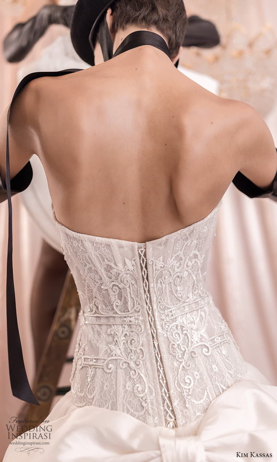 kim kassas fall 2023 bridal strapless scoop neckline embellished corset bodice a line wedding dress chapel train (11) zbv
