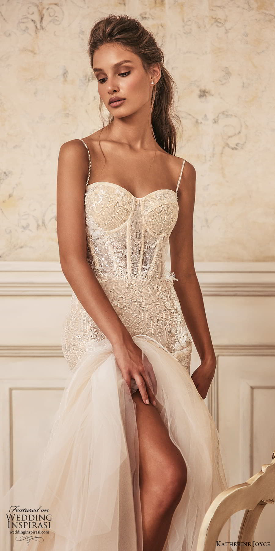 katherine joyce 2023 bridal sleeveless strap sweetheart necklne embellished fit flare wedding dress chapel train (3) mv