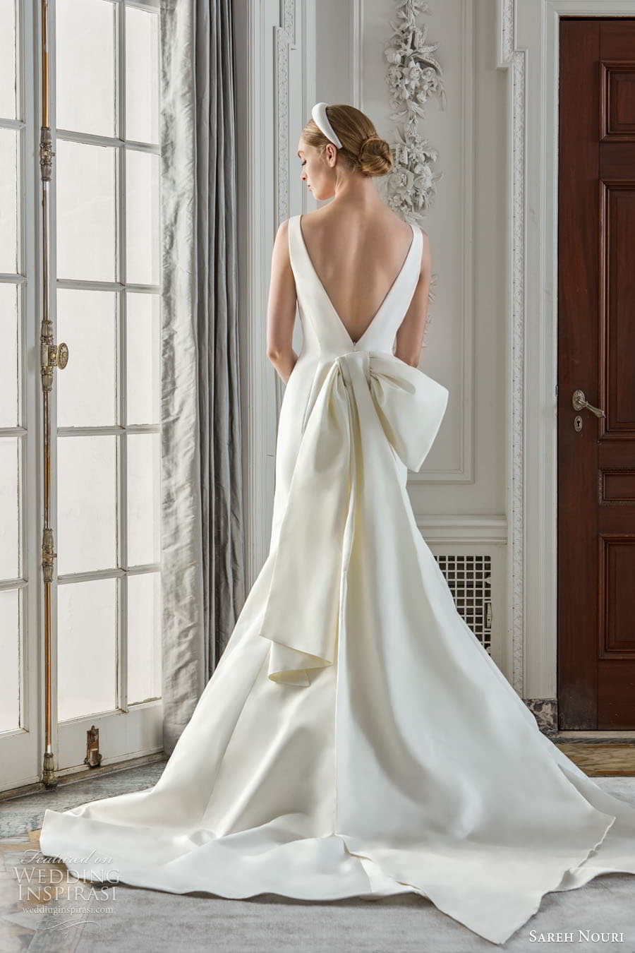 sareh nouri fall 2023 bridal sleeveless off shoulder strap sweetheart straight neckline fit flare a line ball gown wedding dress chapel train sicily c2