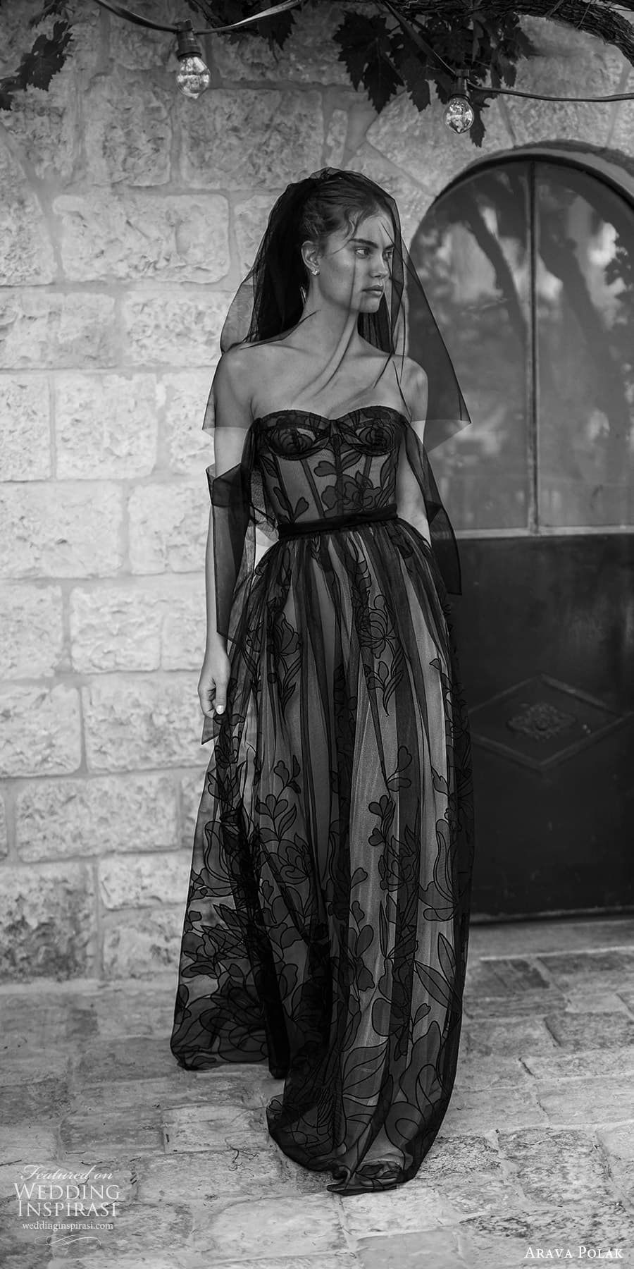 arava polak fall 2023 bridal sleeveless straps sweetheart neckline embellished corset bodice a line ball gown black wedding dress (11) mv arava polak fall 2023 bridal sleeveless straps sweetheart neckline embellished corset bodice a line ball gown black wedding dress (11) mv