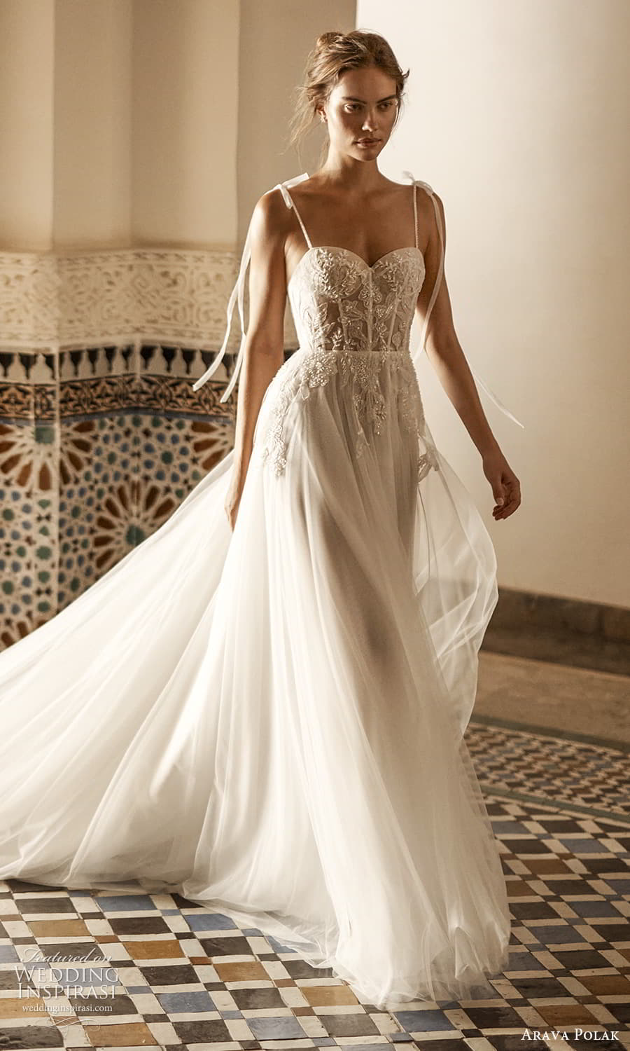 arava polak fall 2023 bridal sleeveless thin straps sweetheart neckline embellished bodice a line wedding dress chapel train (10) mv arava polak fall 2023 bridal sleeveless thin straps sweetheart neckline embellished bodice a line wedding dress chapel train (10) mv