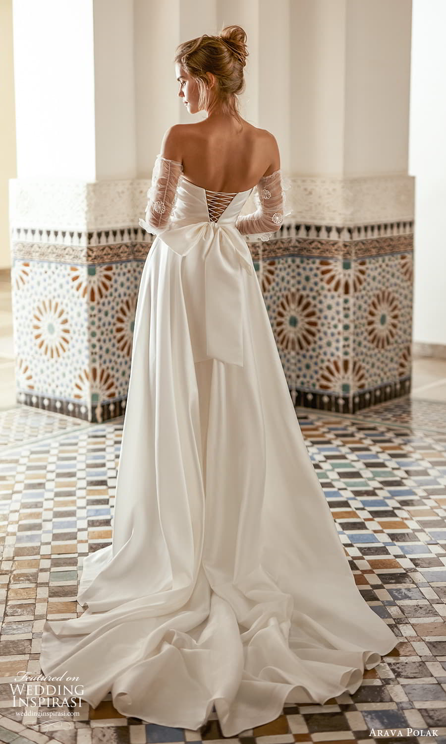 arava polak fall 2023 bridal strapless straight across neckline clean bodice a line ball gown wedding dress slit skirt chapel train (1) bv arava polak fall 2023 bridal strapless straight across neckline clean bodice a line ball gown wedding dress slit skirt chapel train (1) bv
