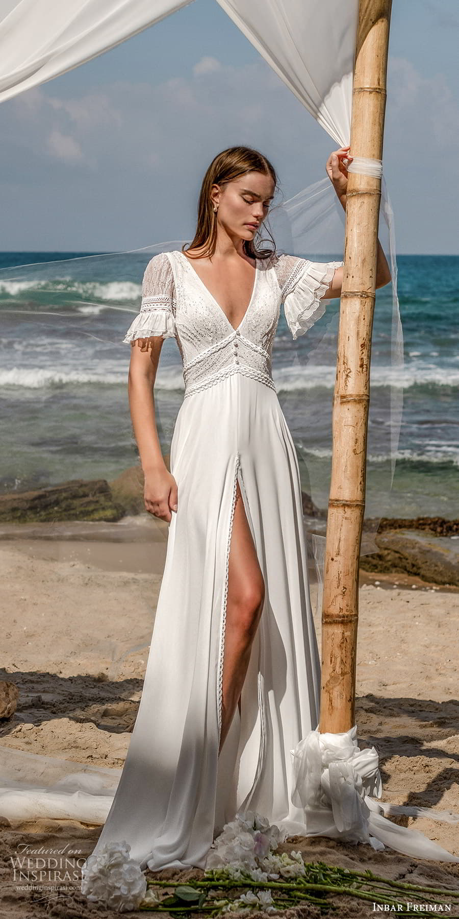 inbar freiman 2023 bridal flutter sleeve v neckline a line wedding dress chapel train slit skirt (3) mv inbar freiman 2023 bridal flutter sleeve v neckline a line wedding dress chapel train slit skirt (3) mv