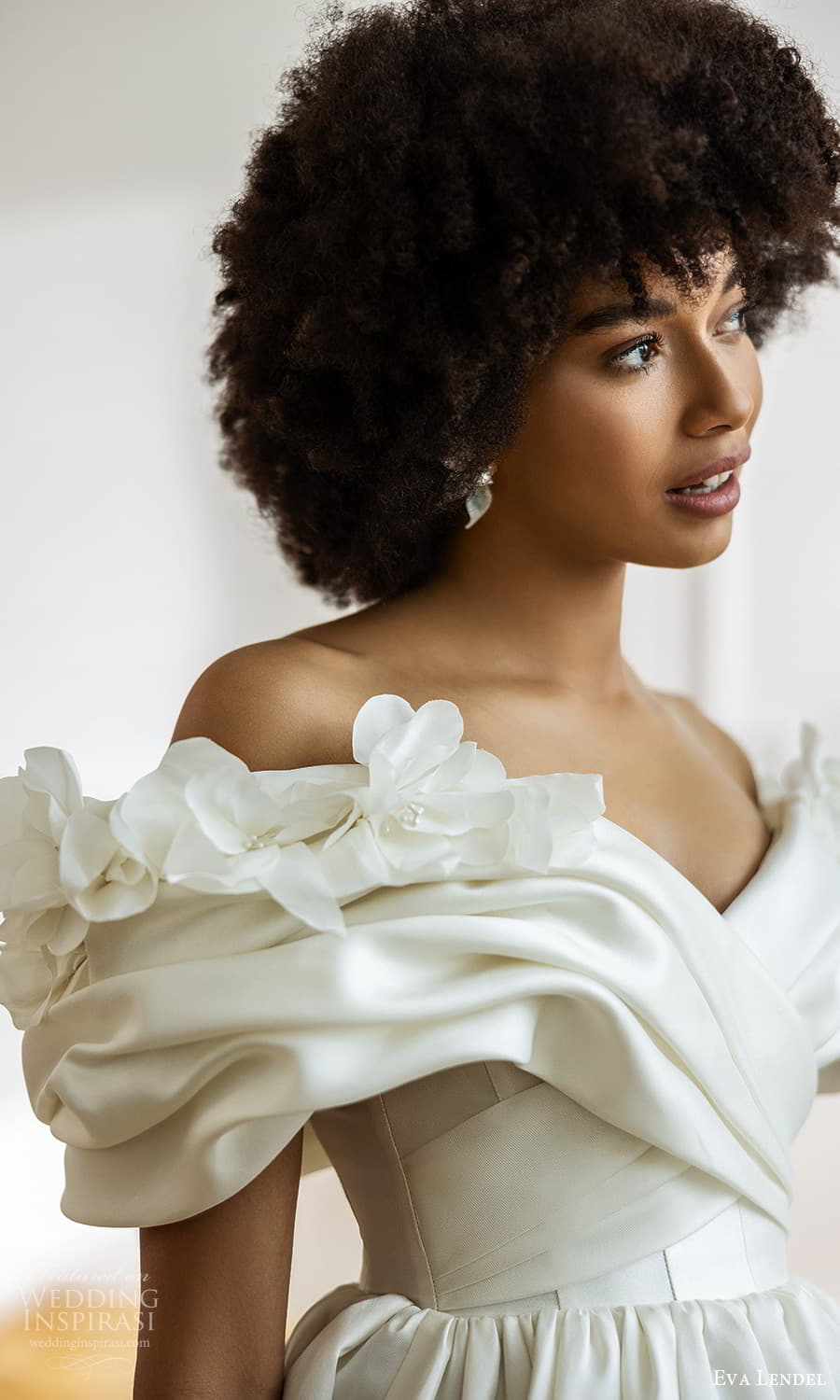 eva lendel fall 2023 bridal off shoulder puff sleeve surplice v neckline clean minimalist a line ball gown wedding dress cathedral train (13) zv eva lendel fall 2023 bridal off shoulder puff sleeve surplice v neckline clean minimalist a line ball gown wedding dress cathedral train (13) zv
