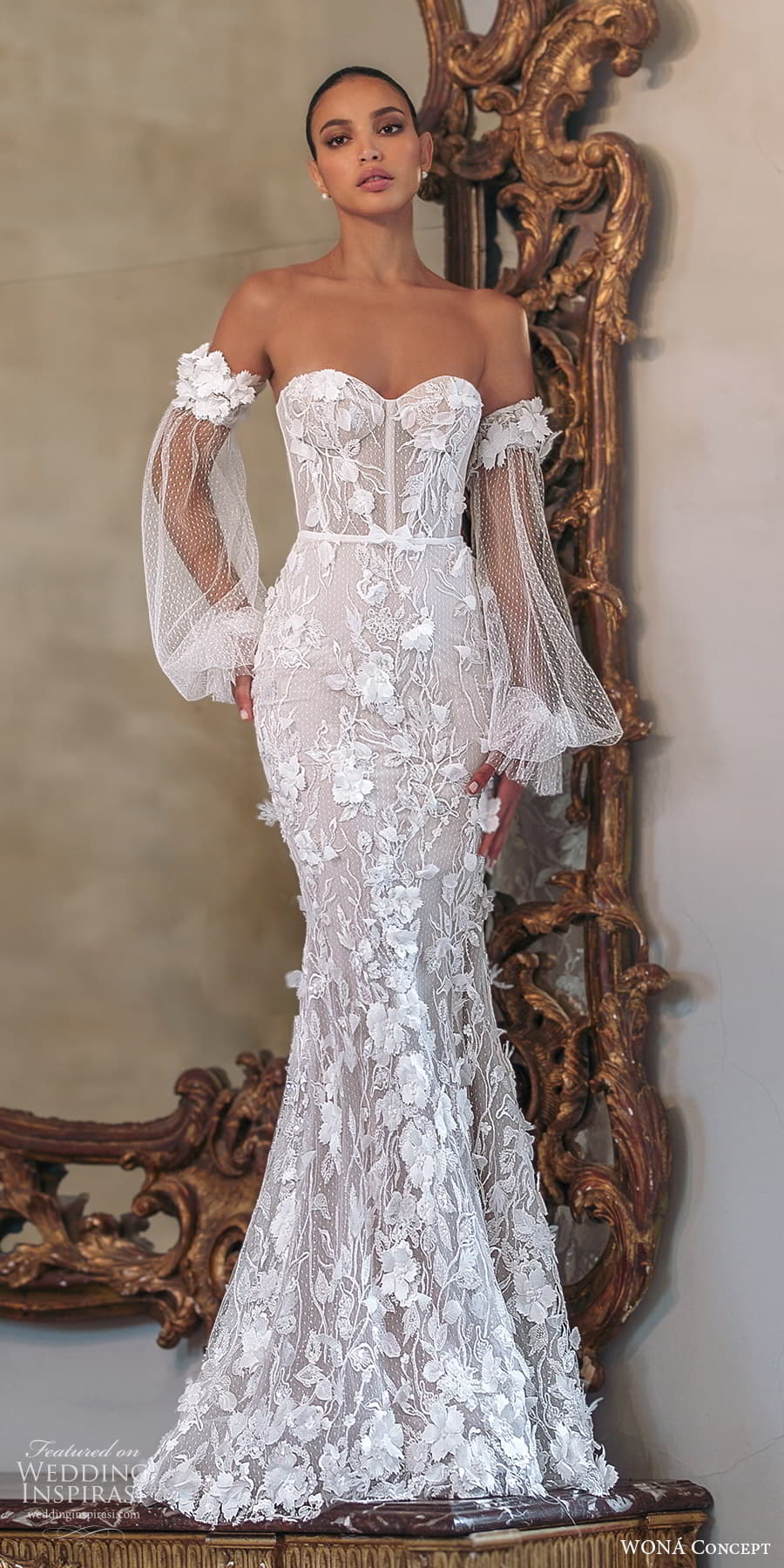 wona atelier 2023 bridal detached puff sleeves strapless sweetheart neckline embellished sheath wedding dress a line overskirt (6) lv wona atelier 2023 bridal detached puff sleeves strapless sweetheart neckline embellished sheath wedding dress a line overskirt (6) lv