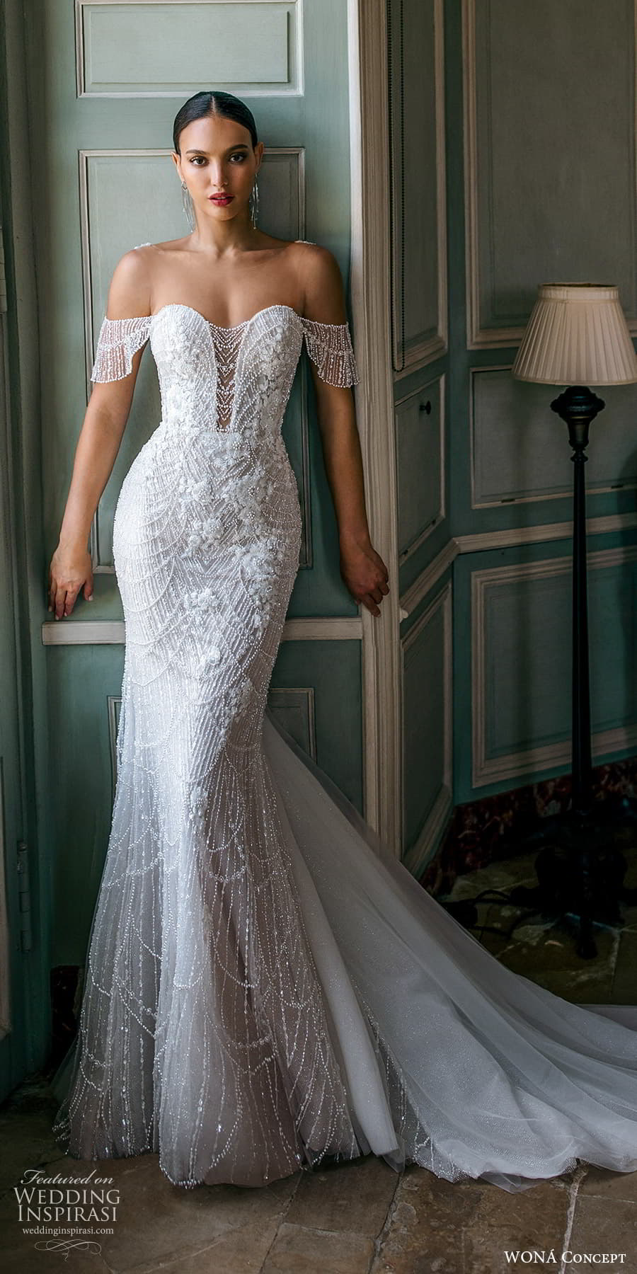 wona atelier 2023 bridal flutter sleeve sweetheart neckline fully embellished sheath wedding dress chapel train (11) mv wona atelier 2023 bridal flutter sleeve sweetheart neckline fully embellished sheath wedding dress chapel train (11) mv