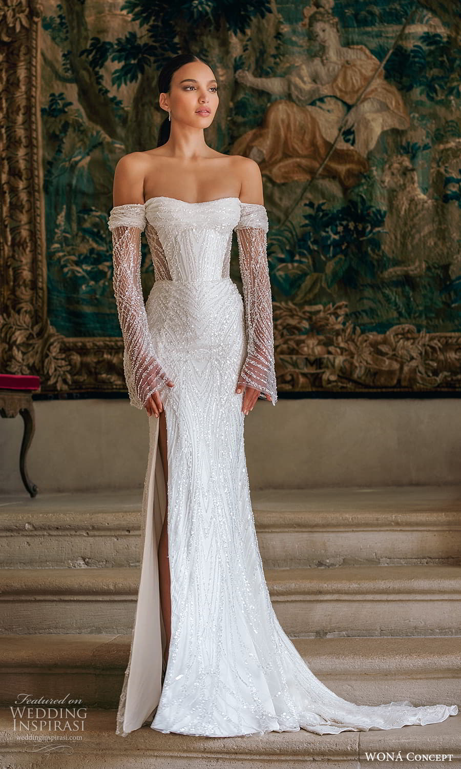 wona atelier 2023 bridal sheer detached long sleeve strapless semi sweetheart neckline embellished bodice a line wedding dress chapel train (8) fv wona atelier 2023 bridal sheer detached long sleeve strapless semi sweetheart neckline embellished bodice a line wedding dress chapel train (8) fv