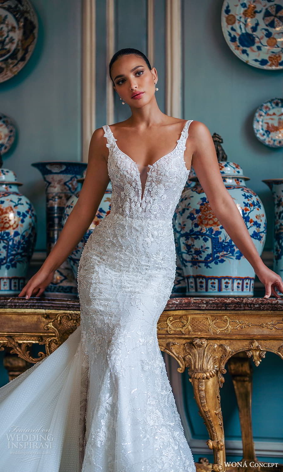 wona atelier 2023 bridal sleeveless strap plunging v neckline embellished fit flare mermaid wedding dress chapel train (10) mv wona atelier 2023 bridal sleeveless strap plunging v neckline embellished fit flare mermaid wedding dress chapel train (10) mv