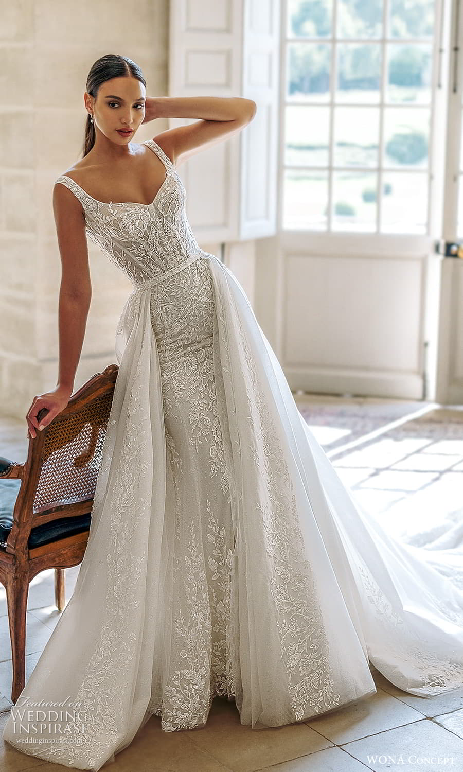 wona atelier 2023 bridal sleeveless strap sweetheart neckline embellished sheath wedding dress a line ball gown overskirt (3) mv