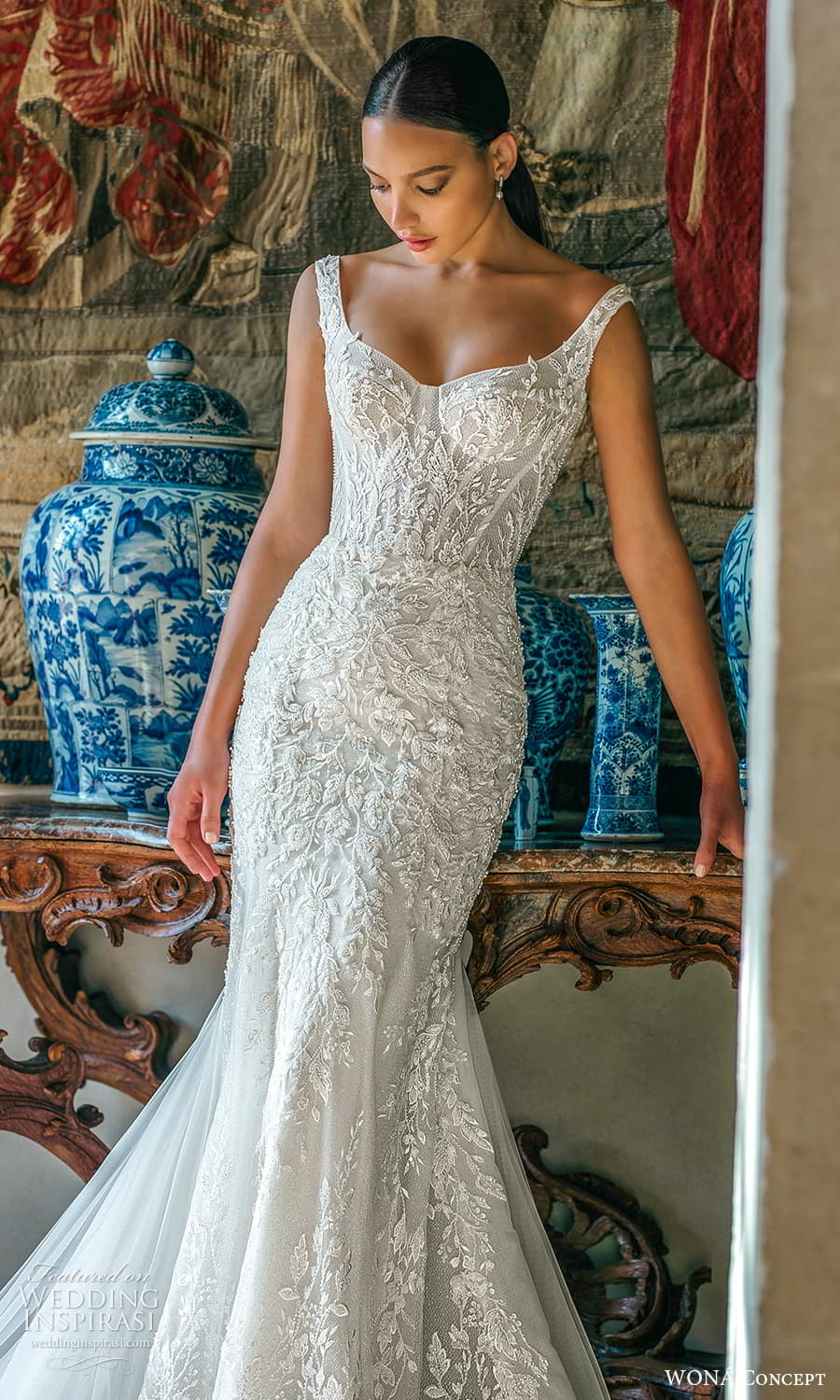 wona atelier 2023 bridal sleeveless strap sweetheart neckline embellished sheath wedding dress a line ball gown overskirt low back (3) zv