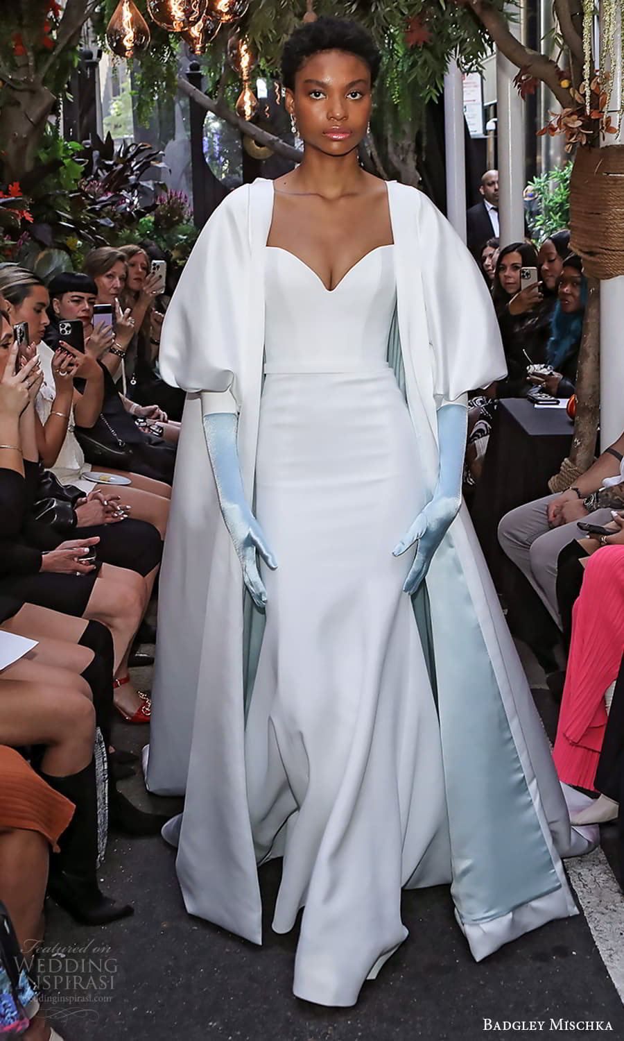 badgley mischka 2023 bridal strapless sweetheart neckline clean minimalist a line wedding dress chapel train puff sleeve coat (1) mv badgley mischka 2023 bridal strapless sweetheart neckline clean minimalist a line wedding dress chapel train puff sleeve coat (1) mv