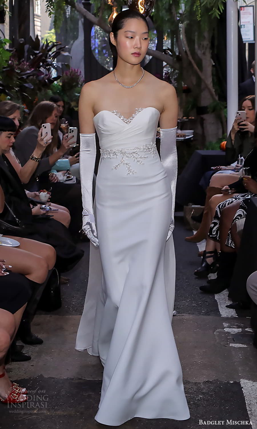 badgley mischka 2023 bridal strapless sweetheart neckline embellished bodice fit flare mermaid sheath clean minimalist wedding dress chapel train (5) mv badgley mischka 2023 bridal strapless sweetheart neckline embellished bodice fit flare mermaid sheath clean minimalist wedding dress chapel train (5) mv