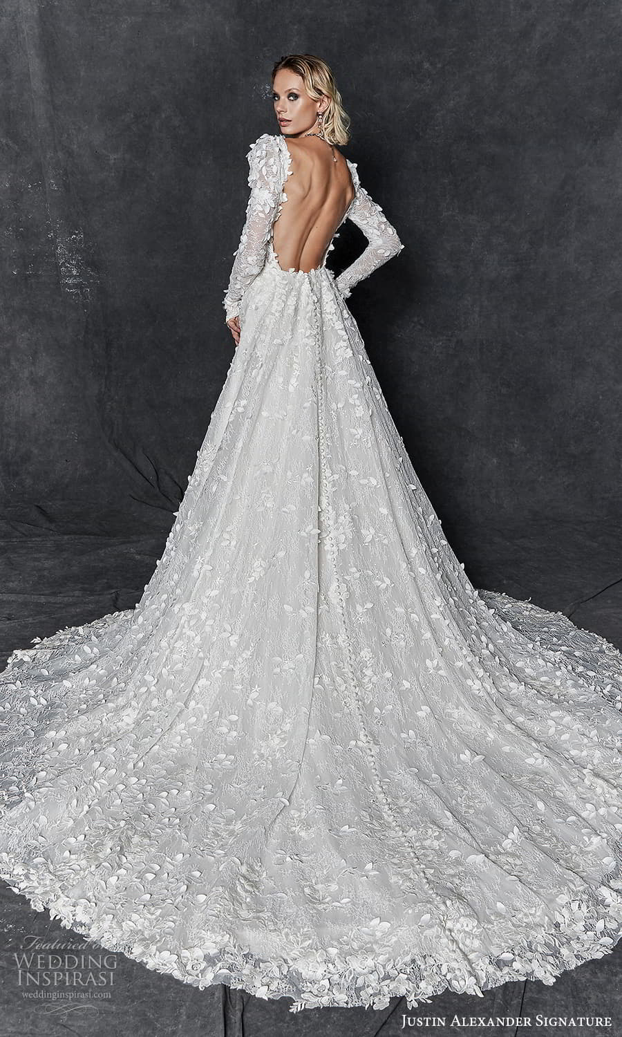 justin alexander signature fall 2023 bridal long puff sleeve plunging v neckline fully embellished a line ball gown wedding dress chapel train low back (9) bv justin alexander signature fall 2023 bridal long puff sleeve plunging v neckline fully embellished a line ball gown wedding dress chapel train low back (9) bv