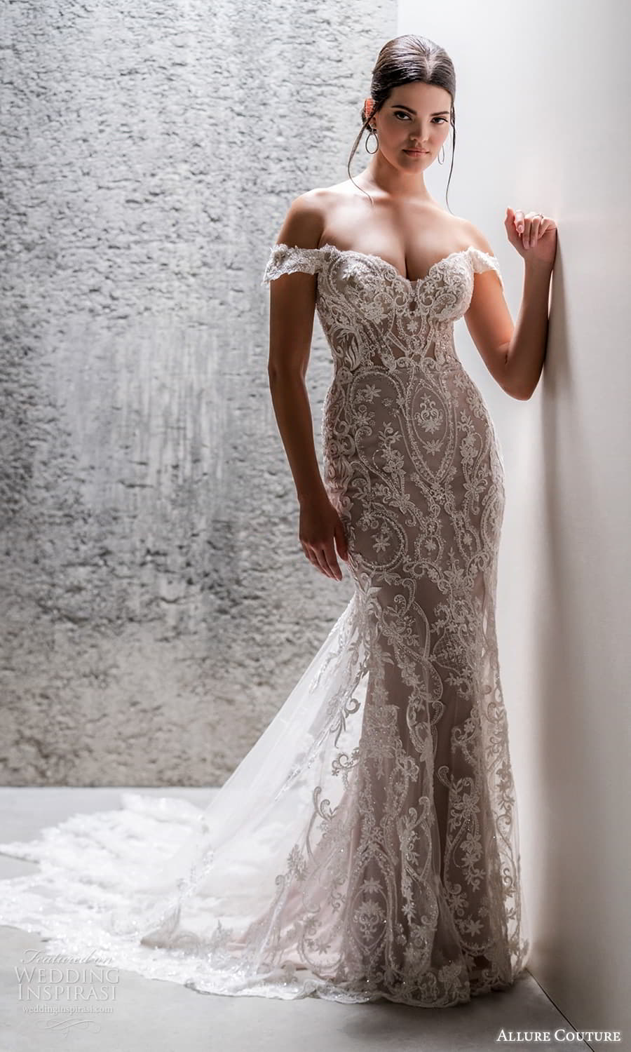 allure couture spring 2023 bridal off shoulder strap sweetheart neckline fully embellished sheath wedding dress chapel cathedral train (2) mv allure couture spring 2023 bridal off shoulder strap sweetheart neckline fully embellished sheath wedding dress chapel cathedral train (2) mv